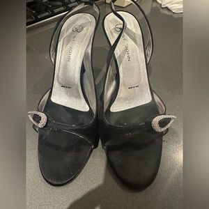 St. John black satin heels